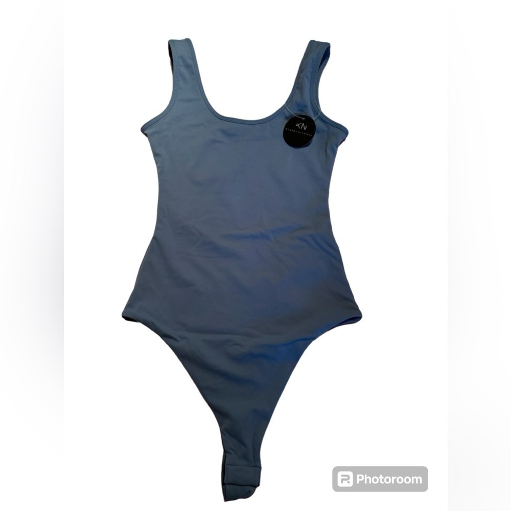 Klassy Network Scoop Neck Tank Bodysuit Size Small, Blue. NWT